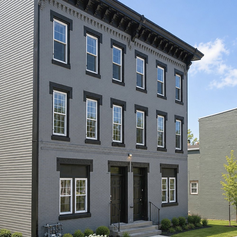 Renovated painted-brick home