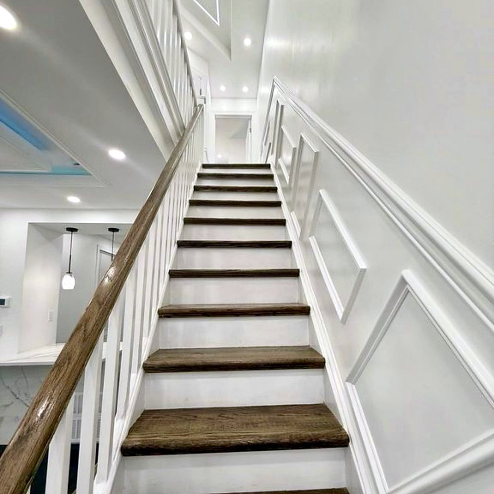 Renovated staircase and panelled walls